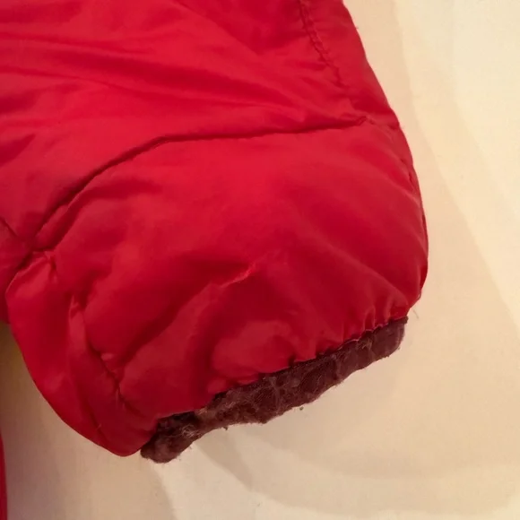 Kids Lands End Reversible Insulated Fleece Winter Jacket Red Puffy Jacket 10-12 - Picture 7 of 12